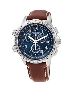 Men's Khaki X-Wind Chronograph Leather Blue Dial Watch