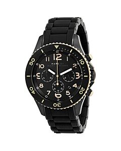 Men's Large Rock Chronograph Black Silicone wraped Stainless Steel Black Dial Watch