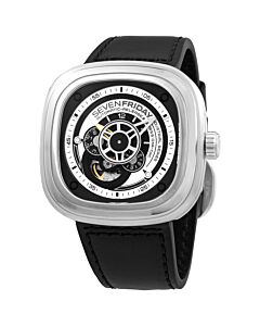 Mens-Leather-Black-and-Silver-Dial-Watch