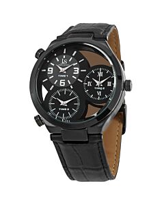 Men's Leather Black See Through Dial