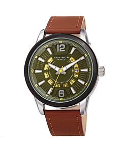 Men's Genuine Leather Green Dial