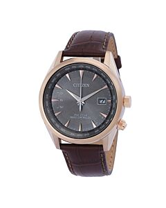 Men's Leather Grey Dial Watch