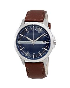 Men's Classic Brown Leather Blue Dial
