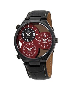 Men's Leather Red See Through Dial