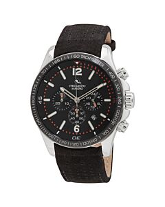 Men's Lincoln Leather Chronograph Leather Black Dial Watch