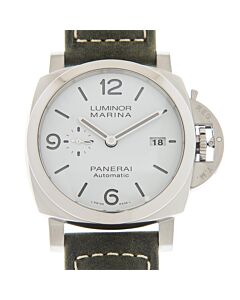 Men's Luminor Leather White Dial Watch