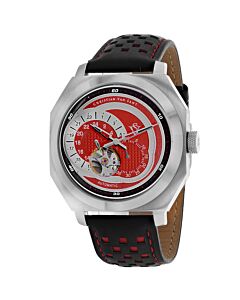 Men's Machina Leather Red (Open Heart) Dial Watch