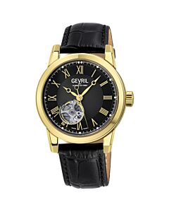 Men's Madison Genuine Leather Black Dial Watch