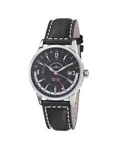 Men's Magellano Leather Black Dial Watch