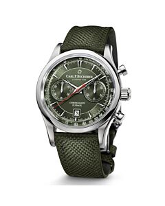 Men's Manero Chronograph Leather Olive Green Dial Watch