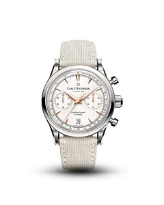 Men's Manero Chronograph Vegan Leather White Dial Watch