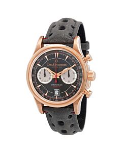 Men's Manero Flyback Chronograph Leather Black Dial Watch