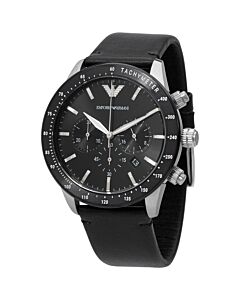 Men's Mario Chronograph Leather Black Dial Watch