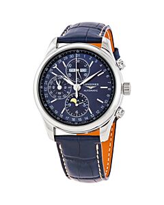 Men's Master Chronograph Leather Blue Dial Watch