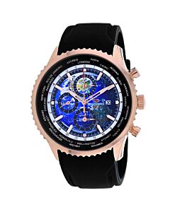 Men's Meridian World Timer GMT Chronograph Rubber Blue Dial Watch