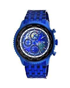 Men's Meridian World Timer GMT Chronograph Stainless Steel Blue Dial Watch
