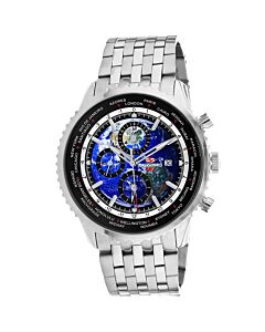 Men's Meridian World Timer GMT Stainless Steel Blue Dial Watch