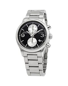 Mens-MHA-Chronograph-Stainless-Steel-Black-Dial-Watch