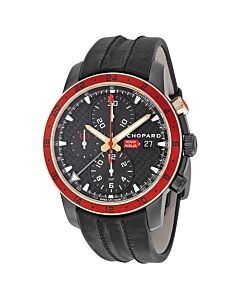 Men's Mille Miglia Zagato Chronograph Calfskin Leather Black Dial Watch