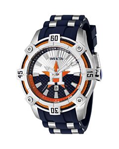 Men's MLB Silicone and Stainless Steel Orange and Silver and White and Blue Dial Watch