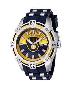 Men's MLB Silicone and Stainless Steel Yellow and Blue Dial Watch