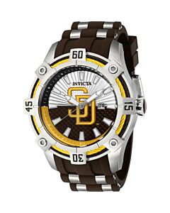 Men's MLB Silicone and Stainless Steel Yellow and Brown and Silver Dial Watch
