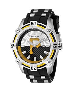 Men's MLB Silicone and Stainless Steel Yellow and Silver and Black Dial Watch