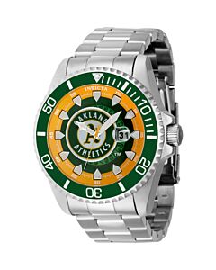 Men's MLB Stainless Steel Green and Yellow and Silver and White Dial Watch