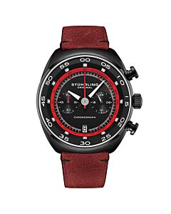 Men's Monaco Leather Black Dial Watch