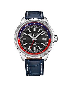 Men's Monaco Leather Black Dial Watch