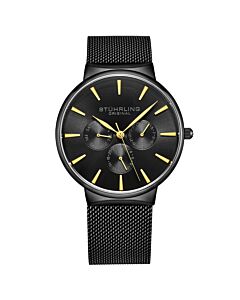 Mens-Monaco-Stainless-Steel-Black-Dial-Watch