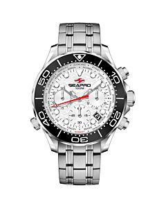 Men's Mondial Timer Chronograph Stainless Steel White Dial Watch