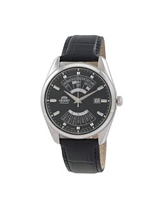 Men's Multi Year Leather Black Dial Watch