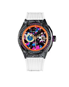 Men's Multicoloured Rubber Black Dial Watch