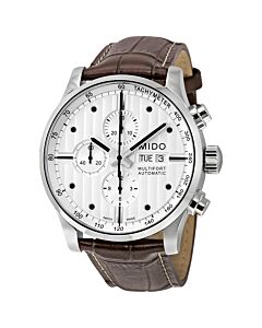 Men's Multifort Chronograph Leather Grey Dial Watch