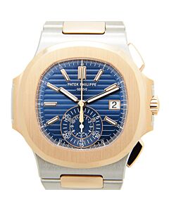 Men's Nautilus Chronograph Stainless Steel and 18kt Rose Gold Blue Gradient Dial Watch