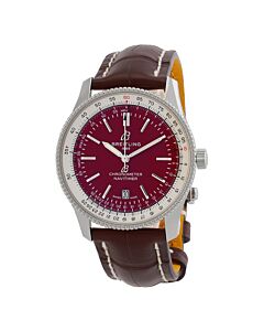 Men's Navitimer Leather Red Dial Watch