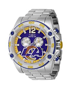 Men's NFL Chronograph Stainless Steel Yellow and Orange and Silver and Blue Dial Watch