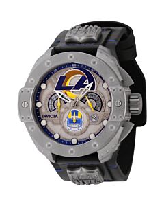 Men's NFL Leather and Stainless Steel Gunmetal and Orange and Silver and Blue Dial Watch