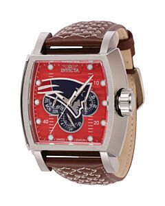 Men's NFL Leather Red and Silver and Blue Dial Watch