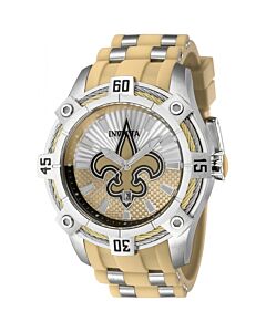 Men's NFL Silicone and Stainless Steel Khaki Dial Watch