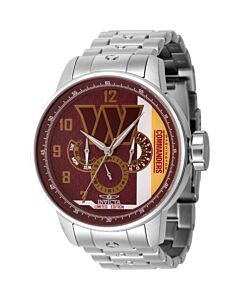 Men's NFL Stainless Steel Burgundy and Yellow and White Dial Watch