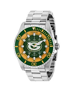 Men's NFL Stainless Steel Green and White and Orange Dial Watch