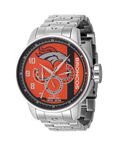 Men's NFL Stainless Steel Orange and White and Blue Dial Watch