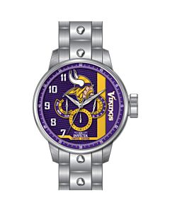 Men's NFL Stainless Steel Purple and Yellow and White Dial Watch