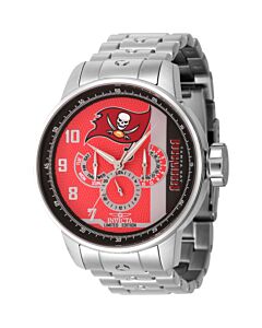 Men's NFL Stainless Steel Red and Grey and Black Dial Watch
