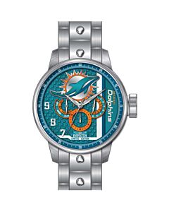 Men's NFL Stainless Steel Turquoise and Orange and White Dial Watch