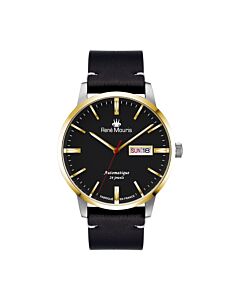Men's Noblesse Leather Black Dial Watch