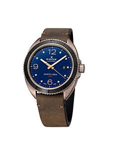 Men's North Sea Leather Blue Dial Watch