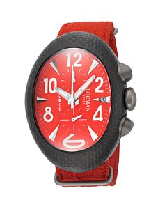 Men's Nuovo Carbonio Chronograph Cordura Fabric (Leather Backed) Red Dial Watch